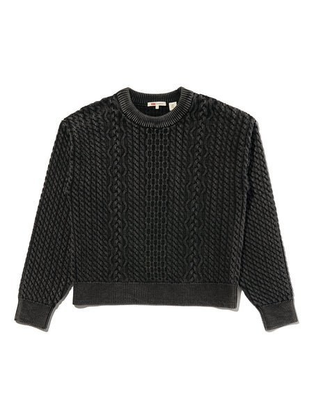 Свитер с круглым вырезом и узором "Кабель" от LEILAH Levi's, Blacks — фото 4