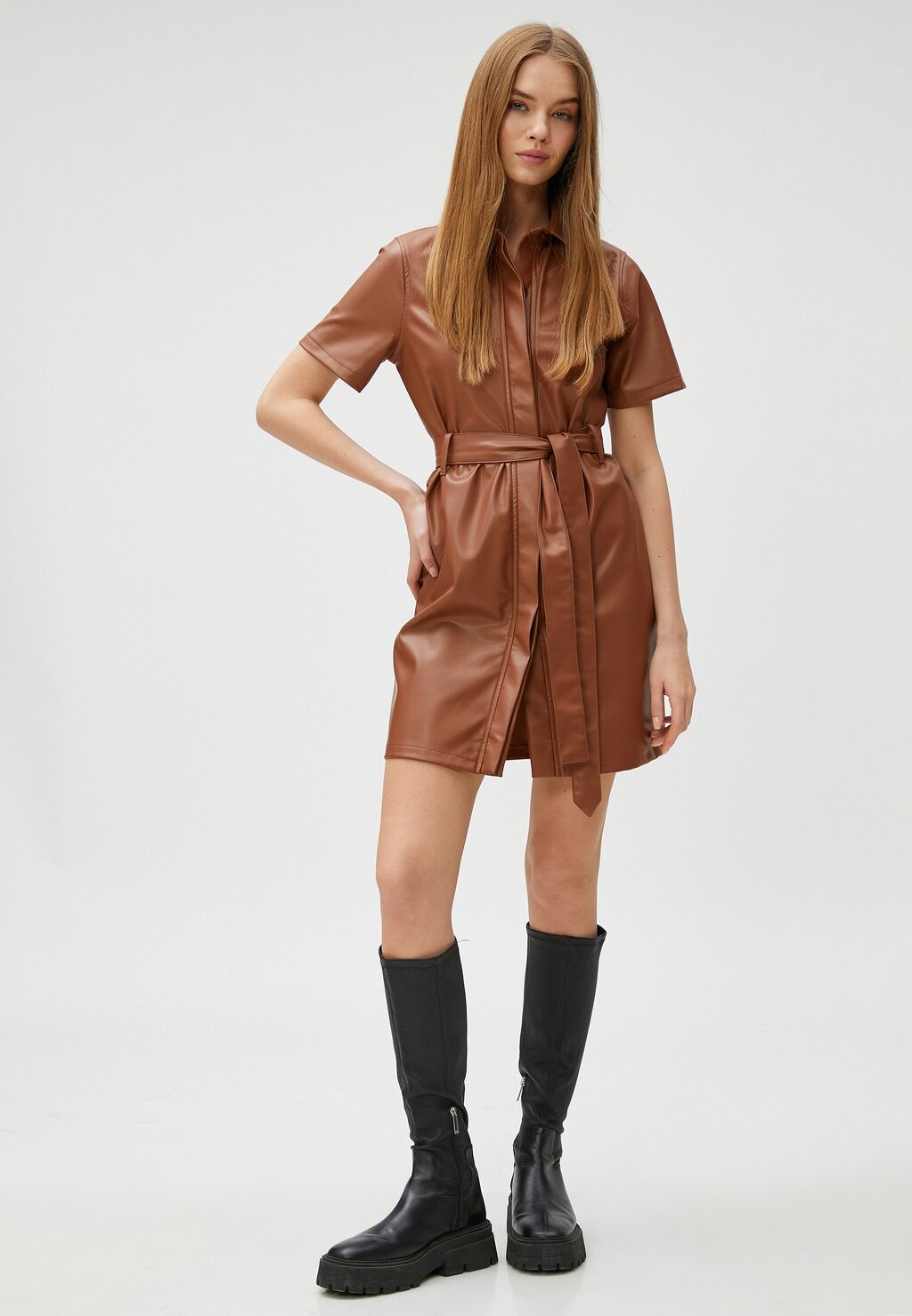 

Платье-рубашка BELTED Koton, коричневый