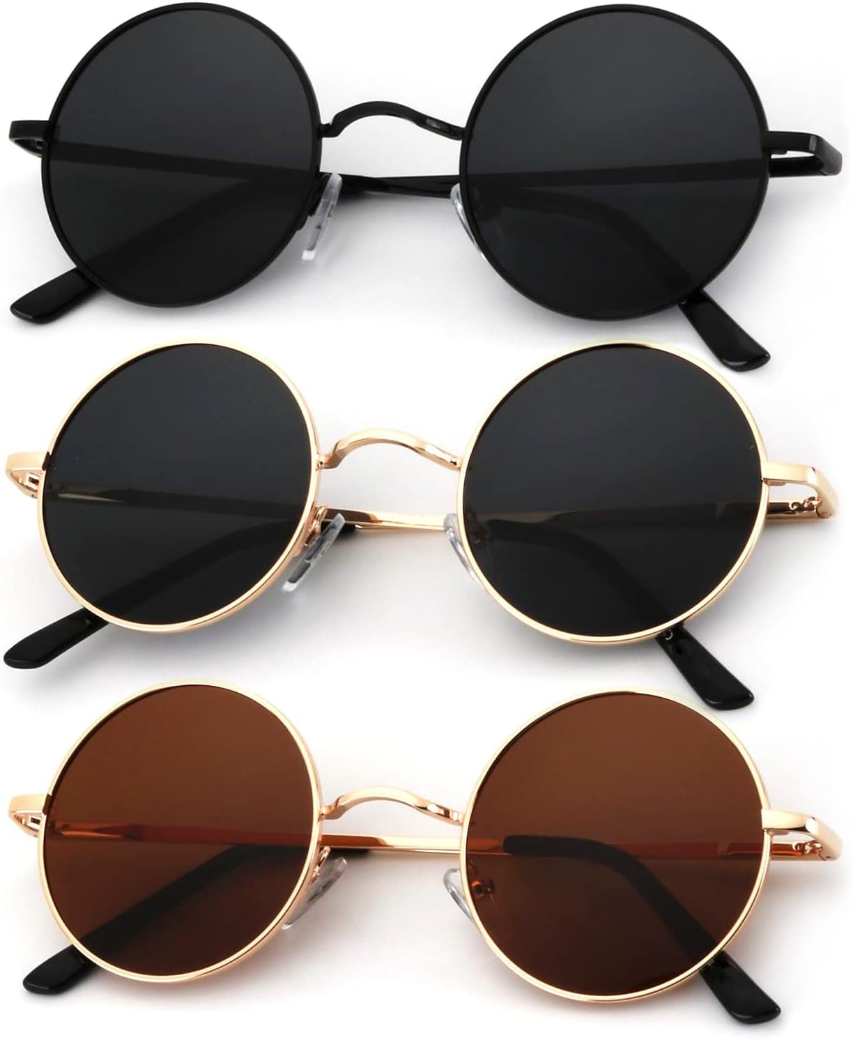 

Круглые поляризованные солнцезащитные очки KALIYADI для мужчин и женщин в стиле ретро с металлическим ремешком и эффектом хиппи, защита от УФ-излучения, C29-black + Golden+ Golden Frame Brown Lens