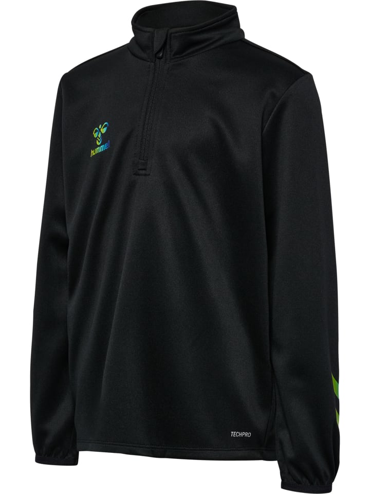 Hummel Куртка Hmlshimmer Multisport Kids с застежкой-молнией до середины груди, черно-салатовая — фото 4