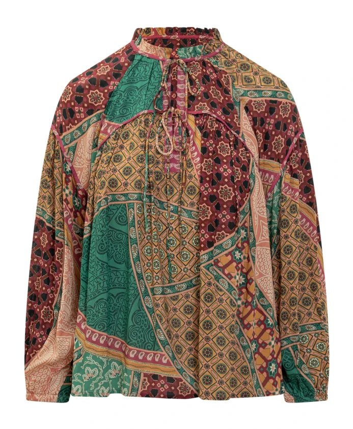 

Яркая вискозная блузка со стойкой. Ba&Sh, мультиколор