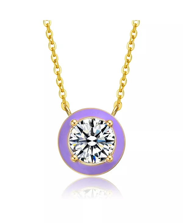 

Подростковое ожерелье из 14-каратного желтого золота с кубическим цирконием, синей эмалью и миниатюрным ореолом Gigigirl, gold