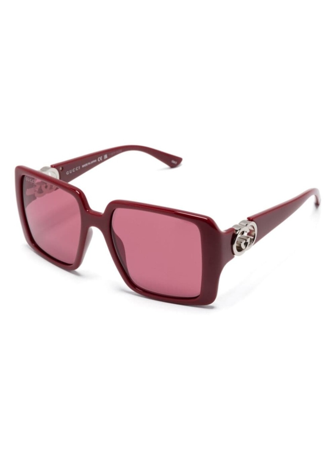 Gucci Eyewear солнцезащитные очки в массивной оправе, красный — фото 2