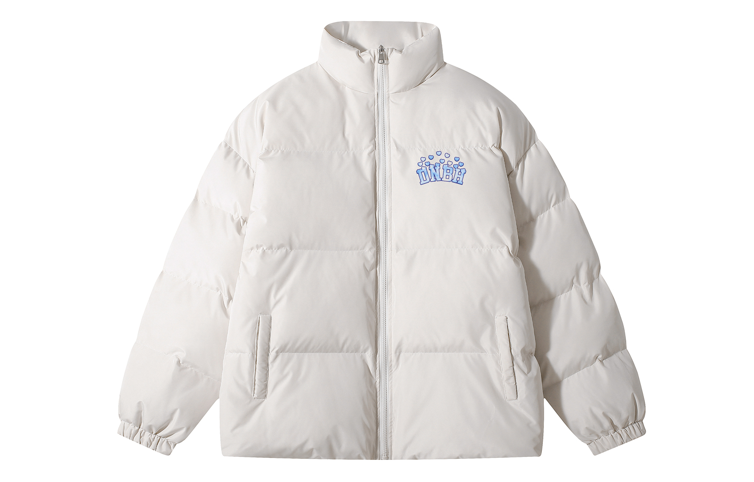 

DNBH Пуховик Unisex, White Blue Text