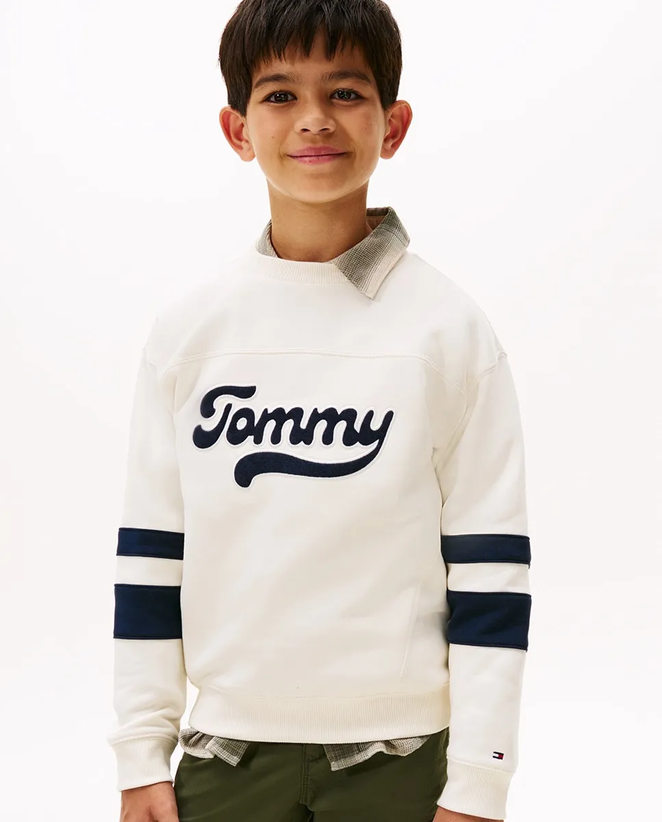 

Детская толстовка с круглым вырезом и логотипом Varsity Tommy Hilfiger, белый