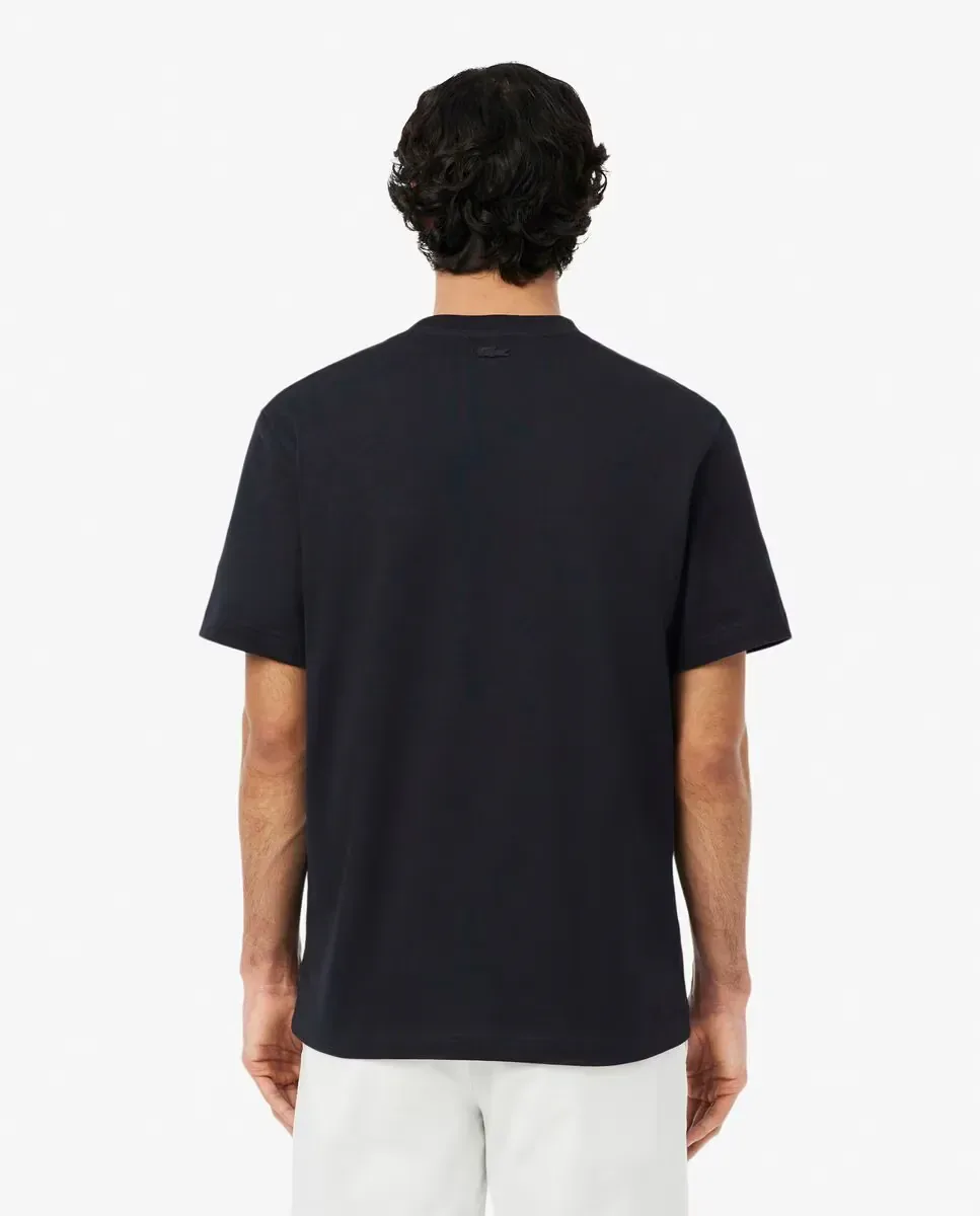 Мужская толстовка с короткими рукавами с вышивкой Lacoste, черный — фото 2