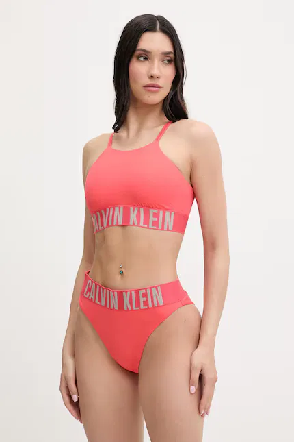 Купальник раздельный высокий стан Calvin Klein, красный — фото 2