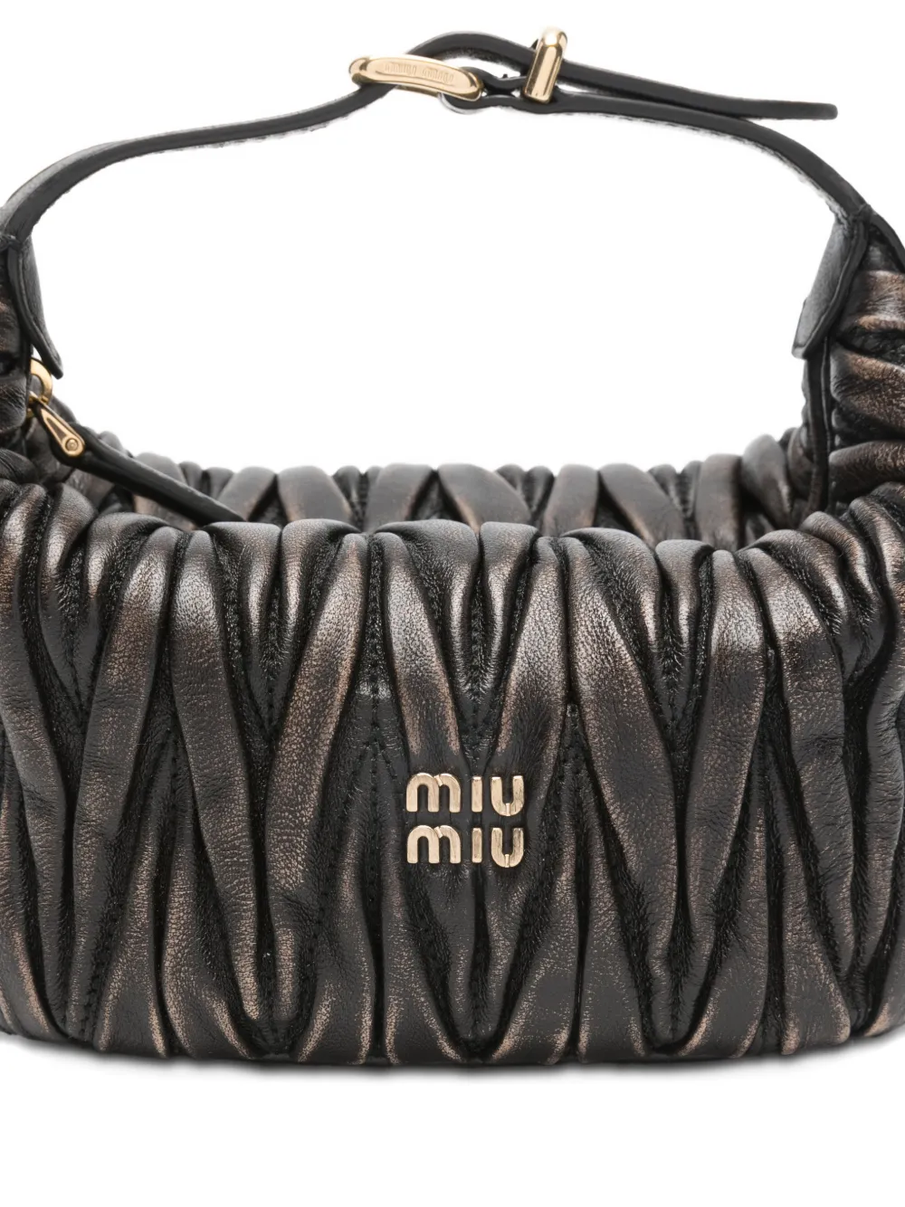 Мини-сумка на плечо с простежкой и логотипом Miu Miu, коричневый — фото 4