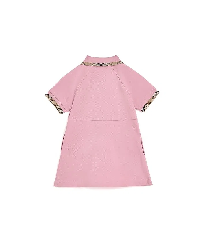 Платье с контрастным принтом Romola Burberry Kids, Sweetpea Pink — фото 2
