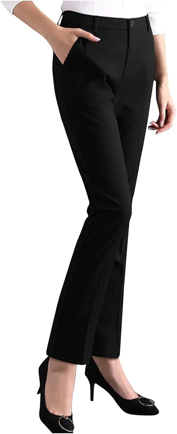 Брюки женские High Waisted, офисные, повседневные, свободного кроя, легкие, универсальные, с карманом Generic, черный