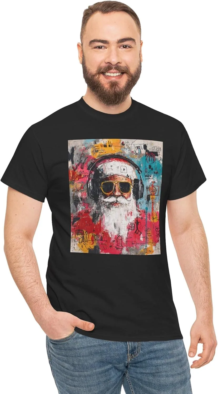 Футболка Graffiti Santa with Headphones | Уличное искусство Urban Holiday GENERIC, черный — фото 4