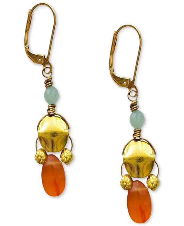 

Серьги-Подвески из сердолика и амазонита Minu Jewels, orange