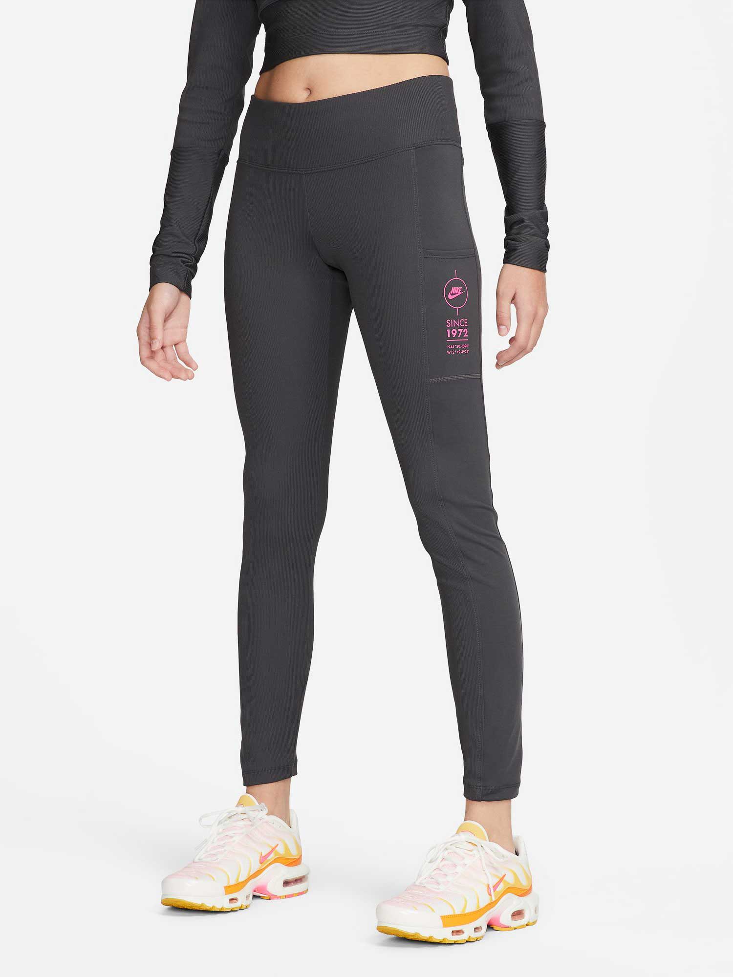 

Тайтсы Nike W NSW TIGHT RIB SU, серый