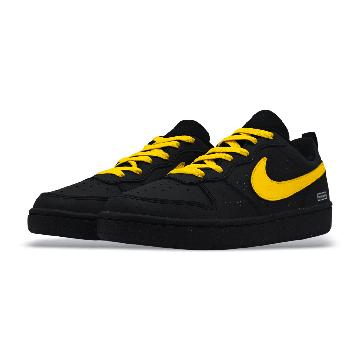 Nike Кроссовки для скейтбординга Court Borough Leather, Ink Splatter Lemon Yellow, устойчивые к истиранию и скольжению, черные — фото 4
