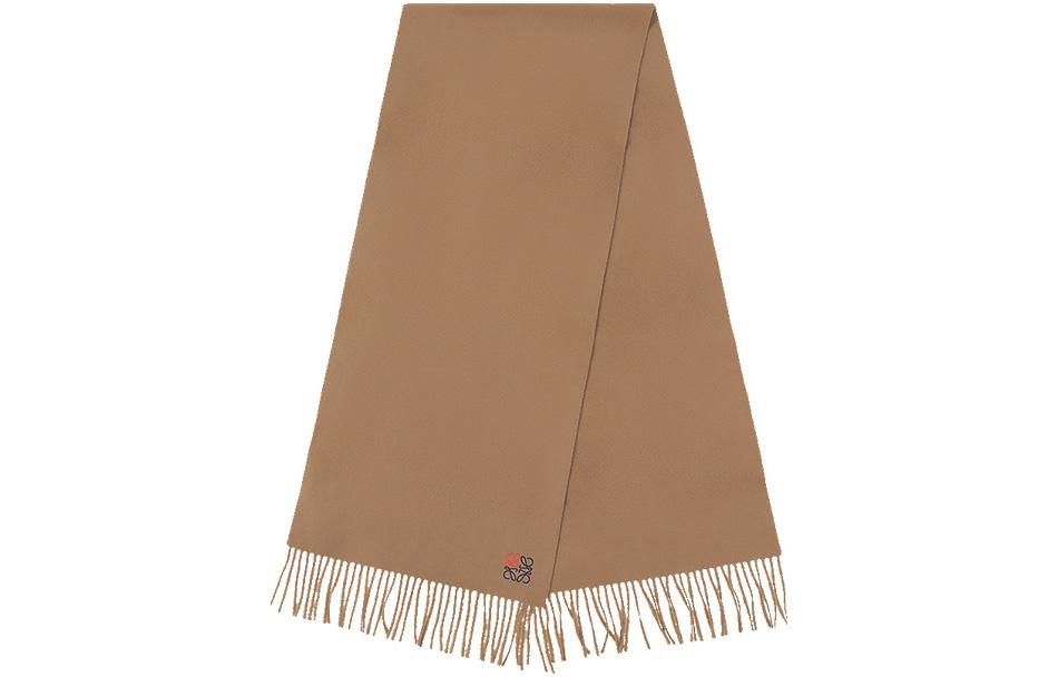 

LOEWE Кашемировый вязаный шарф женский верблюжий, Camel