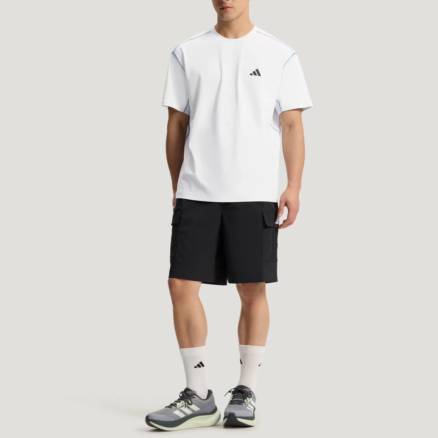 Футболка мужская Crystal White, с круглым вырезом, средней посадки Adidas — фото 4