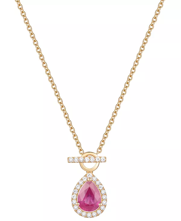 

Ожерелье с подвеской в виде грушевидной подвески с изумрудом (1 карат) и бриллиантом (1/4 карата) длиной 18 дюймов из 14-каратного золота (также доступно с рубинами и сапфирами) Macy'S, ruby
