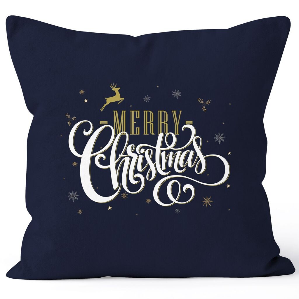 

Чехол на подушку Merry Christmas Рождественский подарок, чехол для подушки, декоративная подушка, 40x40, хлопок MoonWorks, темно-синий, униразмер