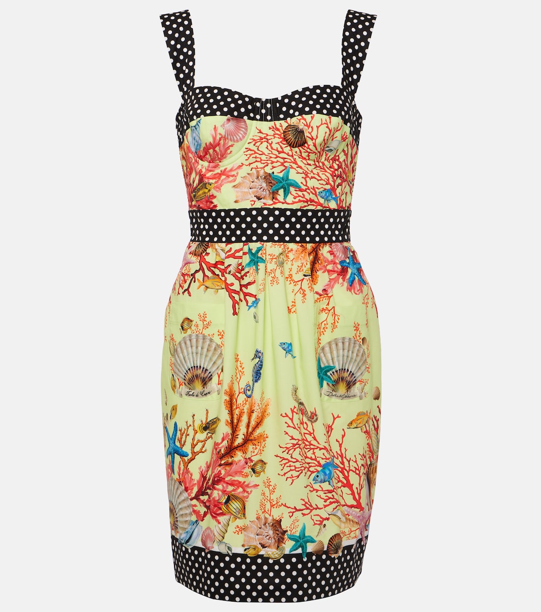 

Мини-платье из хлопка с принтом капри Dolce&Gabbana, Coralli Fondo Verde
