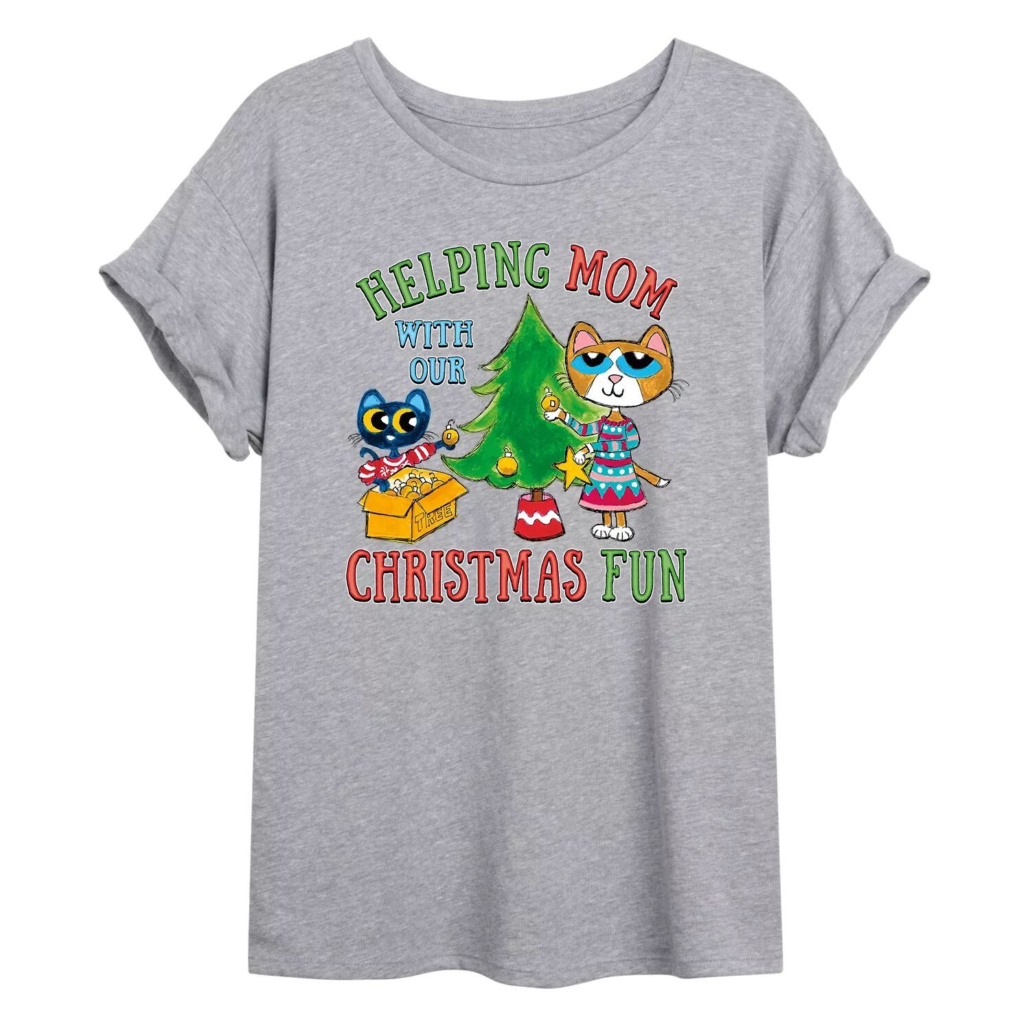 

Большая футболка с рисунком «Рождественская елка» для юниоров Pete The Cat Licensed Character