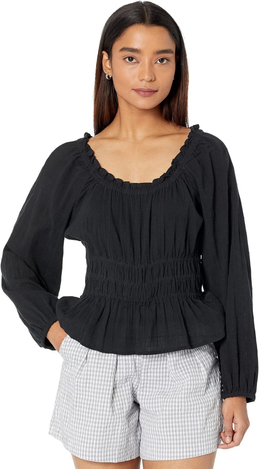 

Топ Madewell Sophia Top in Textured Plaid, цвет True Black