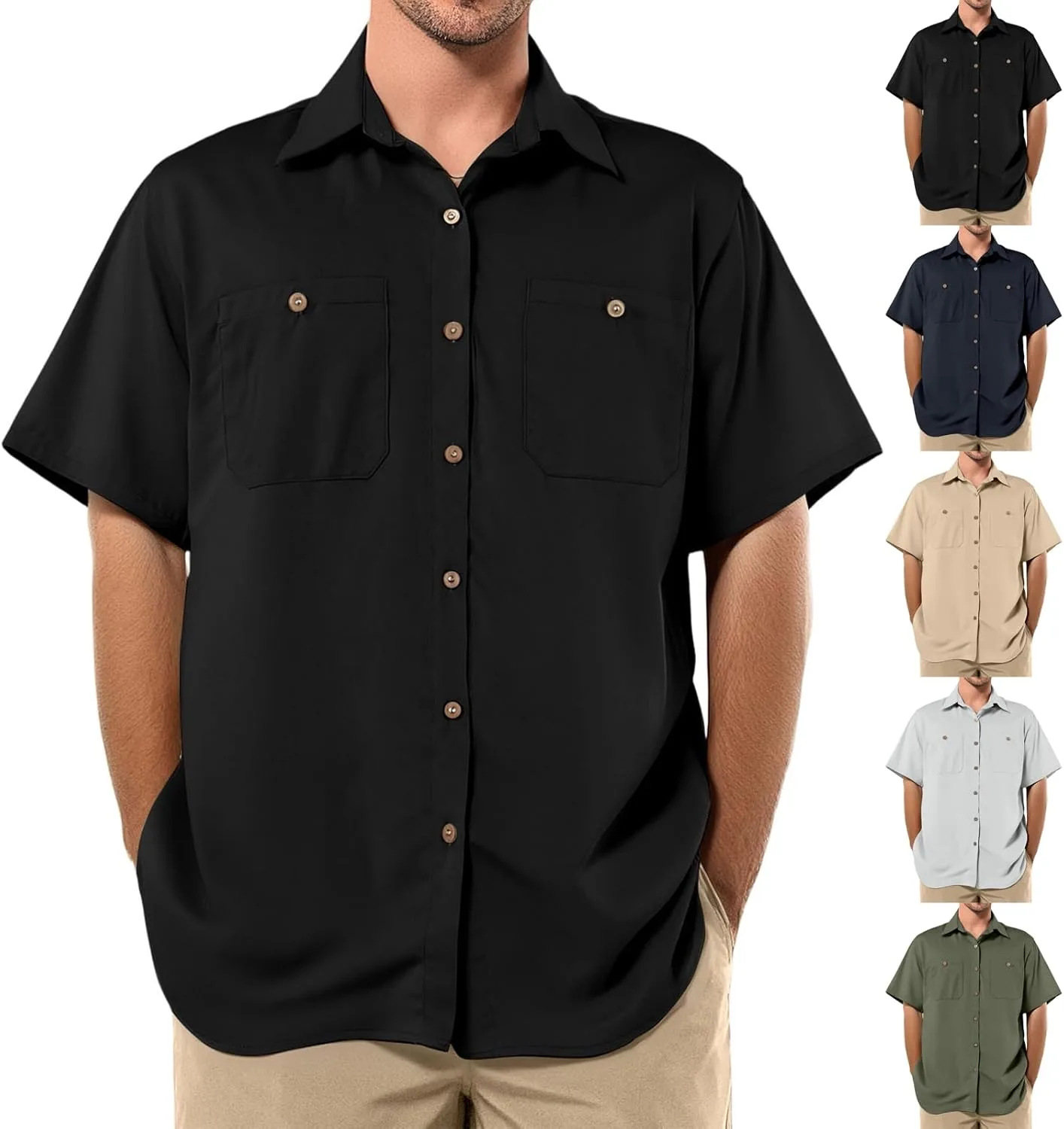 

Мужская рубашка с коротким рукавом и воротником tobchonp