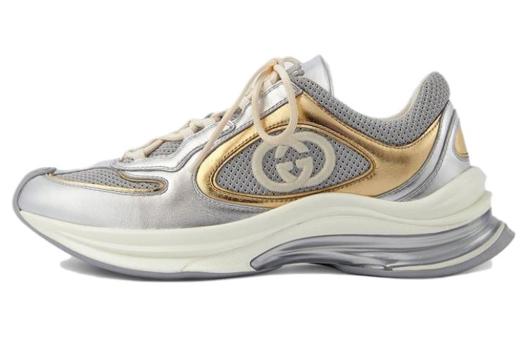 Женские беговые кроссовки 'Silver Gold Metallic' GUCCI