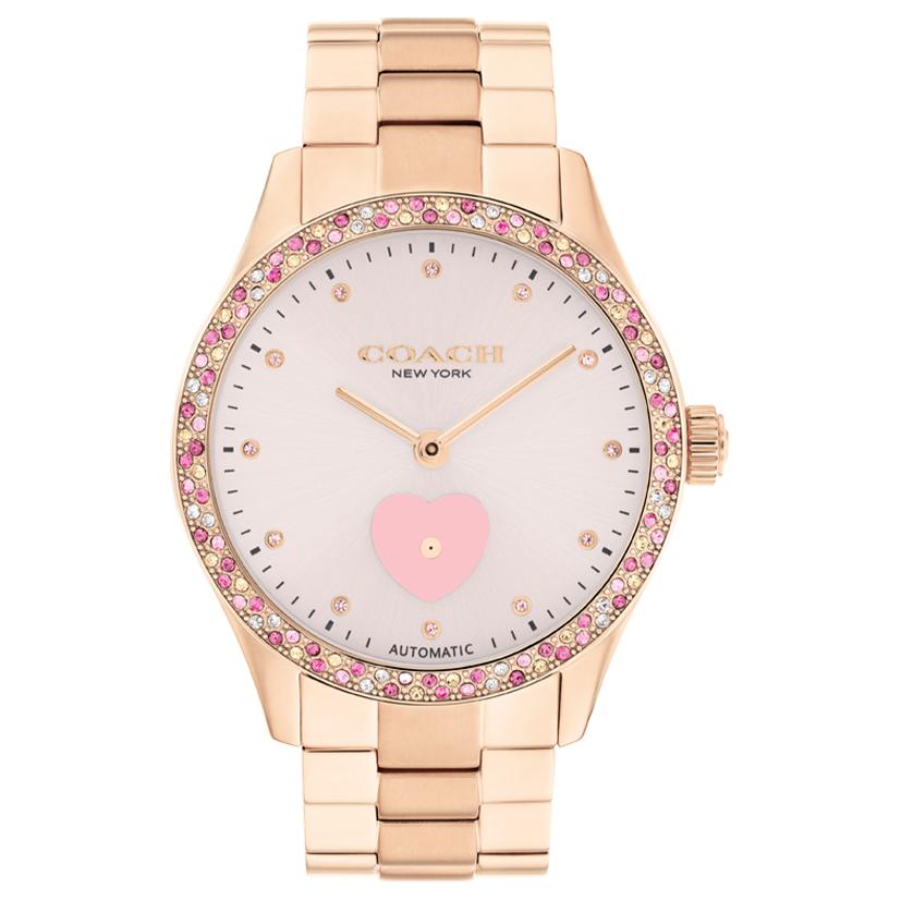

COACH Часы наручные механические с автоподзаводом стальной браслет 38 мм розовый циферблат женские
