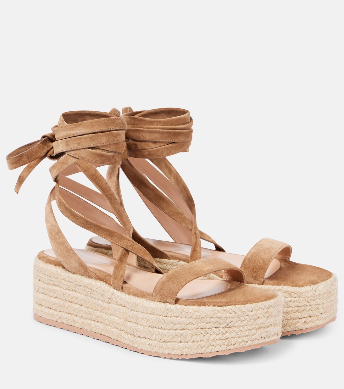 Эспадрильи на платформе с отделкой из замши Gianvito Rossi, Camel+Natural