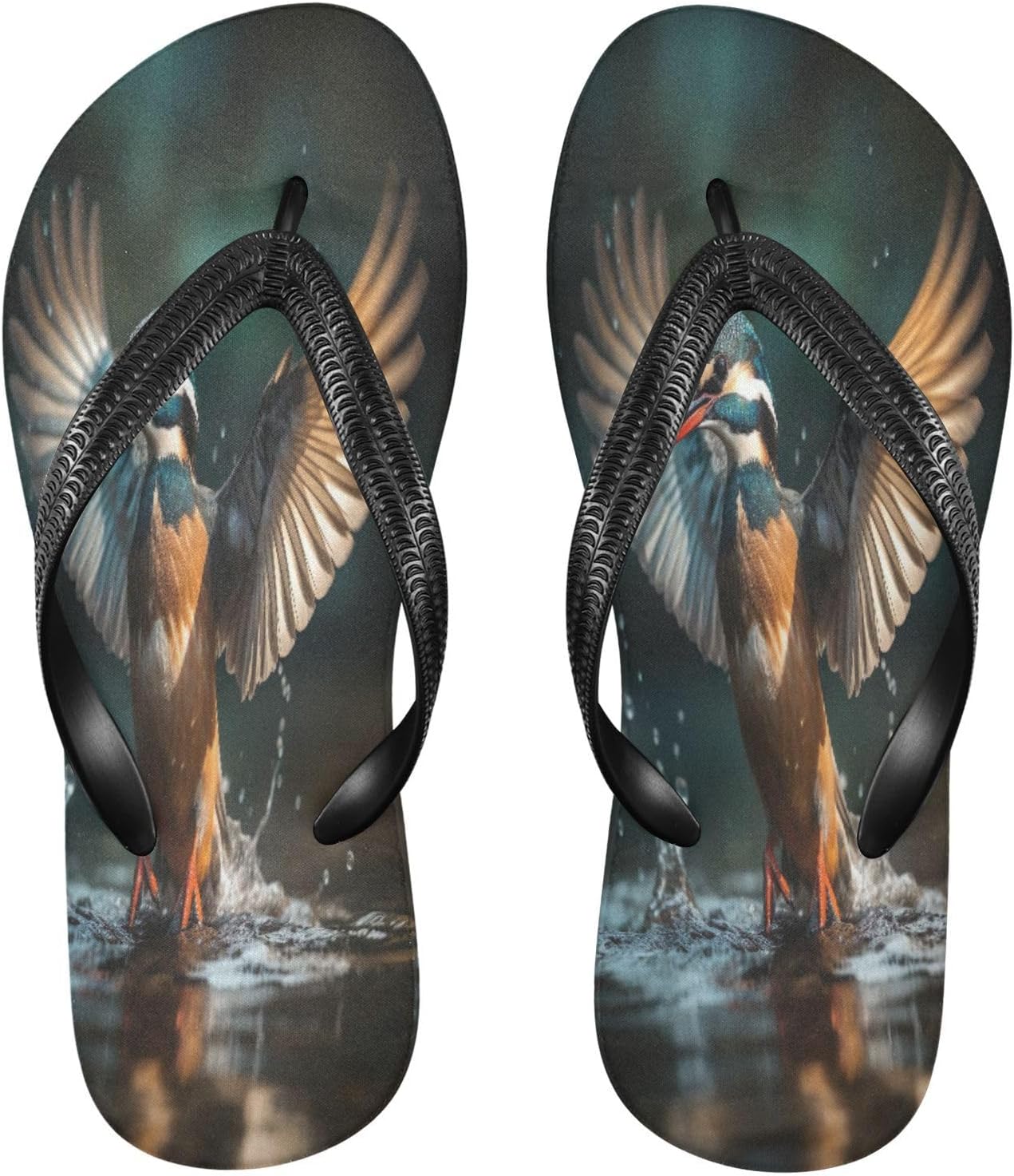 

Вьетнамки Hummingbird с рисунком летающей птицы и водой, пляжный душ, резиновые нескользящие летние шлепанцы для женщин и мужчин Sinestour, Hummingbird Flying Water