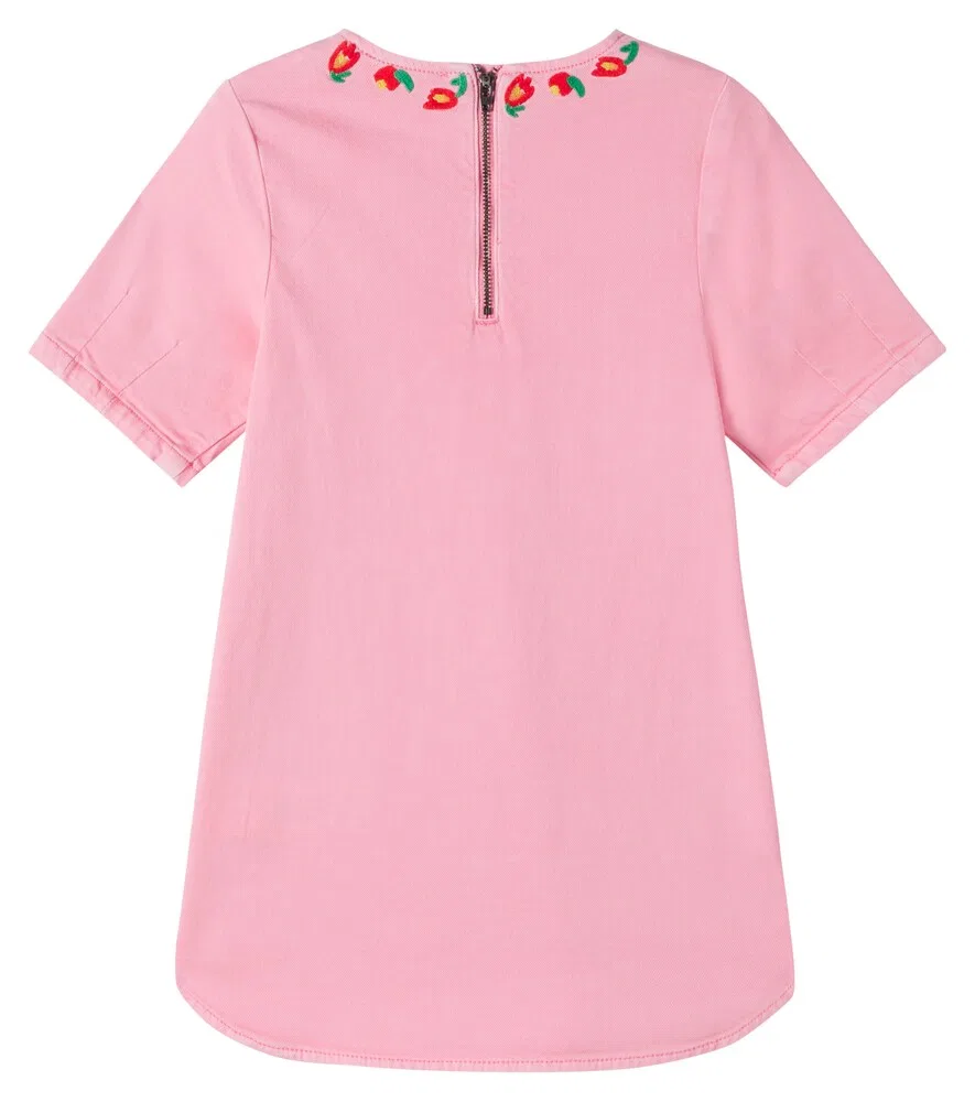 Джинсовое платье с вышивкой Stella McCartney Kids, розовый — фото 3