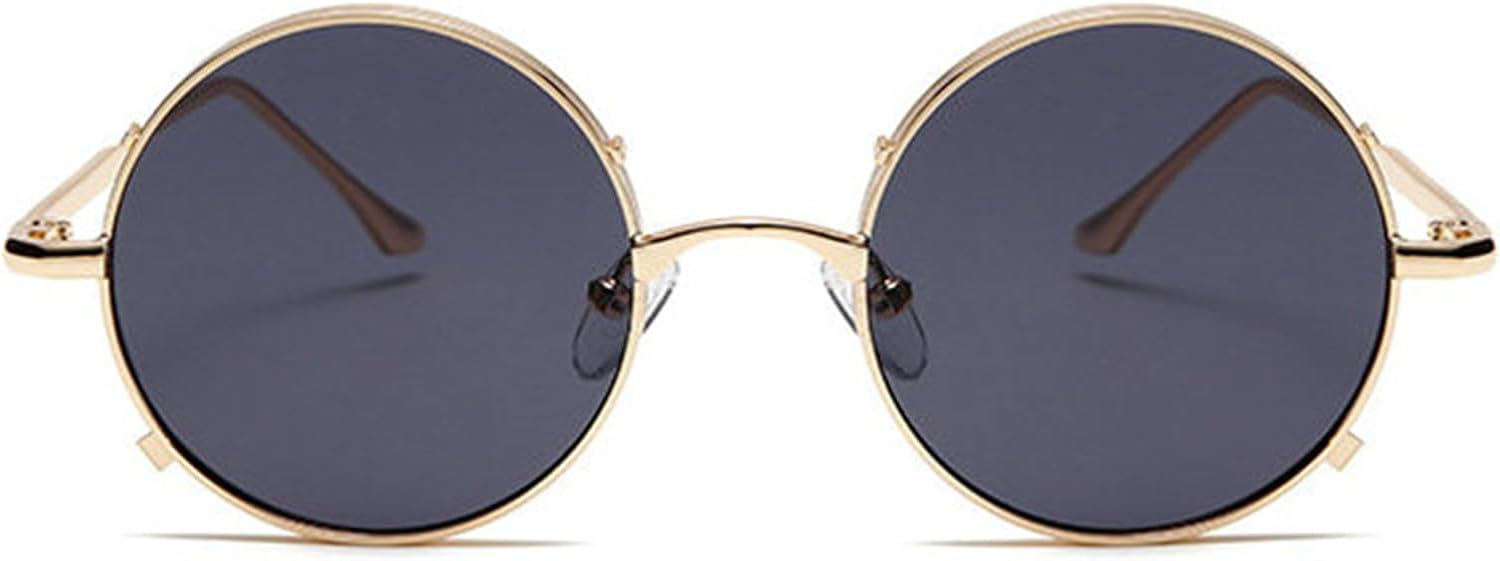 

Солнцезащитные очки Willochra в стиле ретро-шик с круглой металлической оправой для женщин, модные панк-очки для мужчин, защита от ультрафиолета UV400, сине-красные, овальные, трендовые солнцезащитные очки, Gold Black