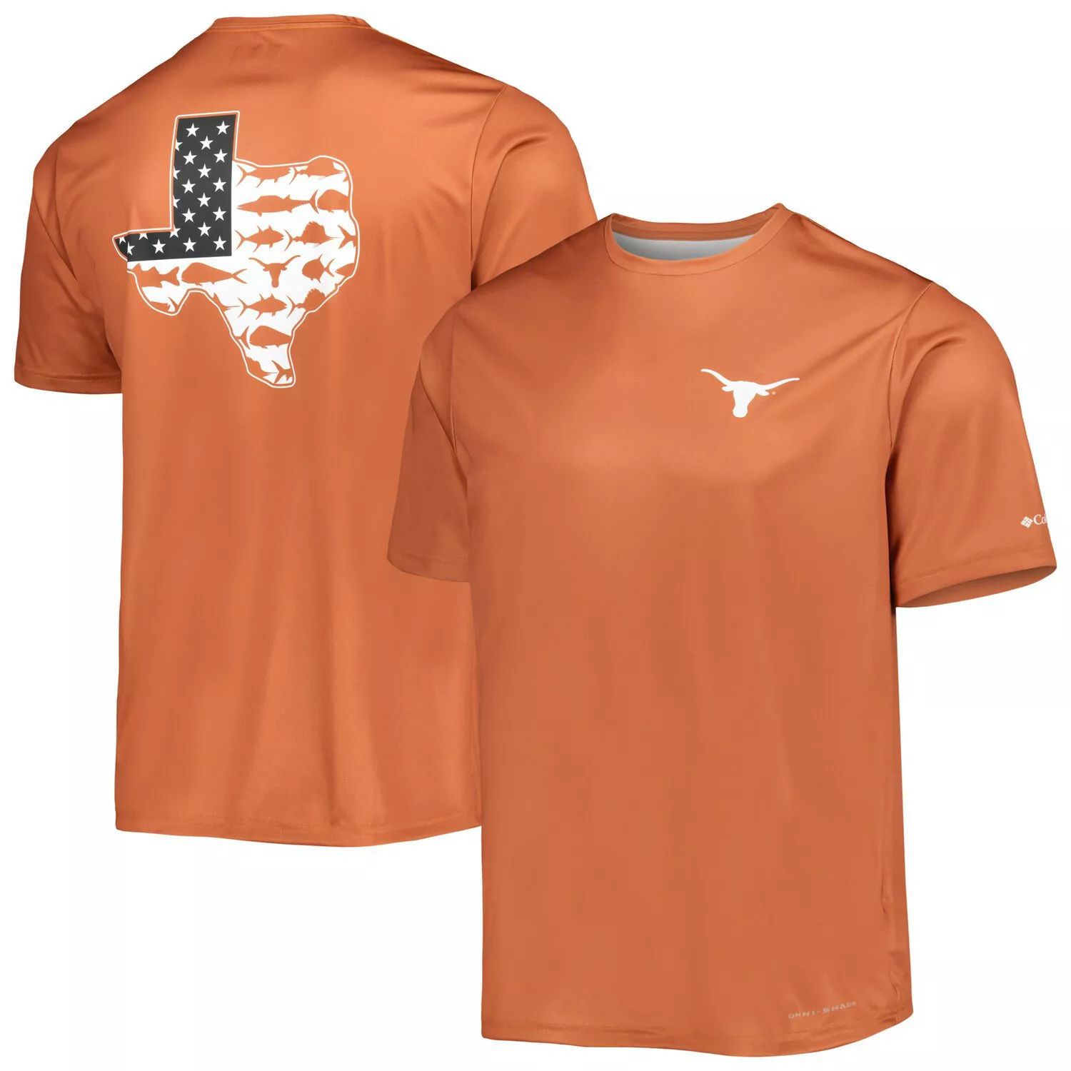 

Мужская футболка Columbia Texas Orange Texas Longhorns Terminal Tackle Omni-Shade