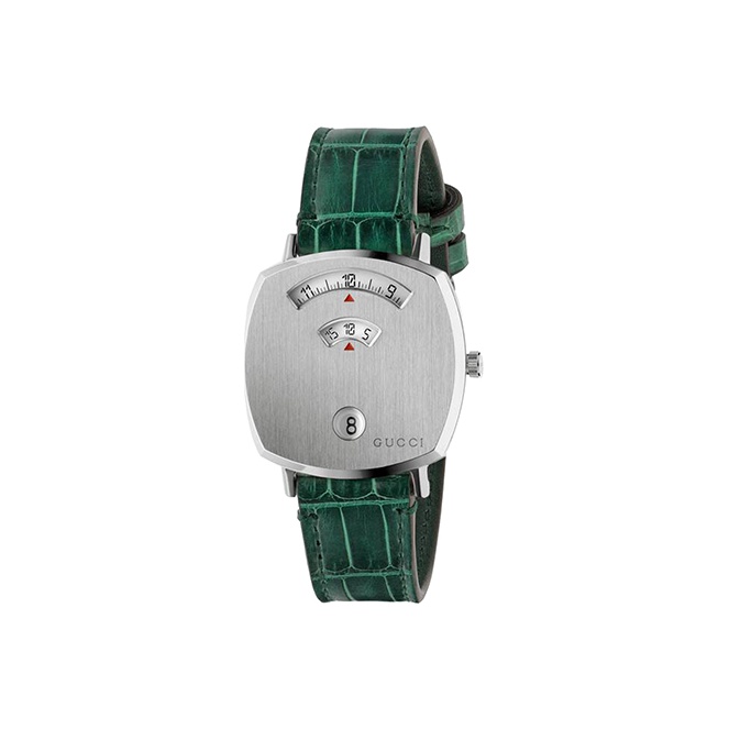 

GUCCI Часы Grip Collection Wrist Watch Quartz Movement Crocodile Leather Strap Silver Dial Men's Watch