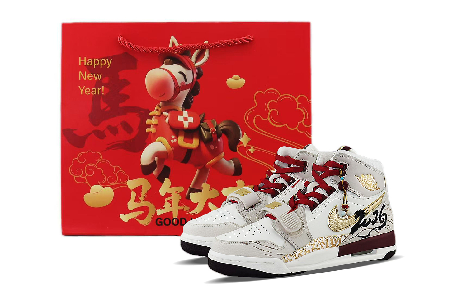 

Jordan Legacy 312 Leather Slip Resistant Abrasion Resistant High top детские баскетбольные кроссовки Gold для подростков