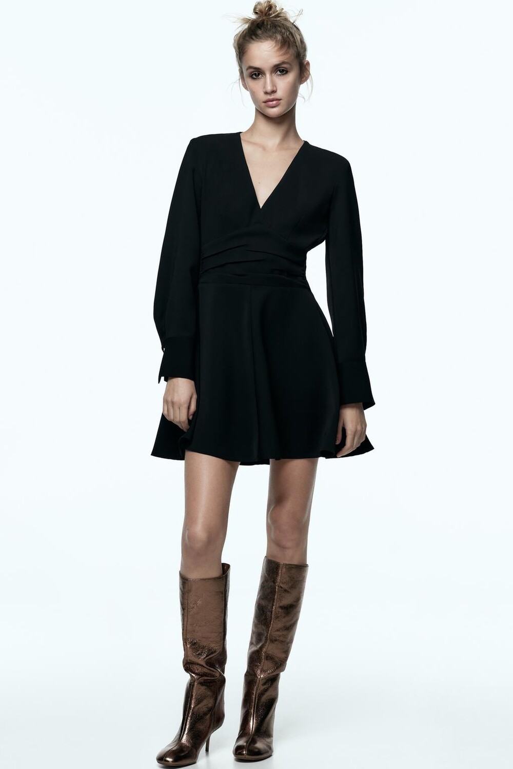 

Металлические ботинки на каблуке-каблуке ZARA, золотой