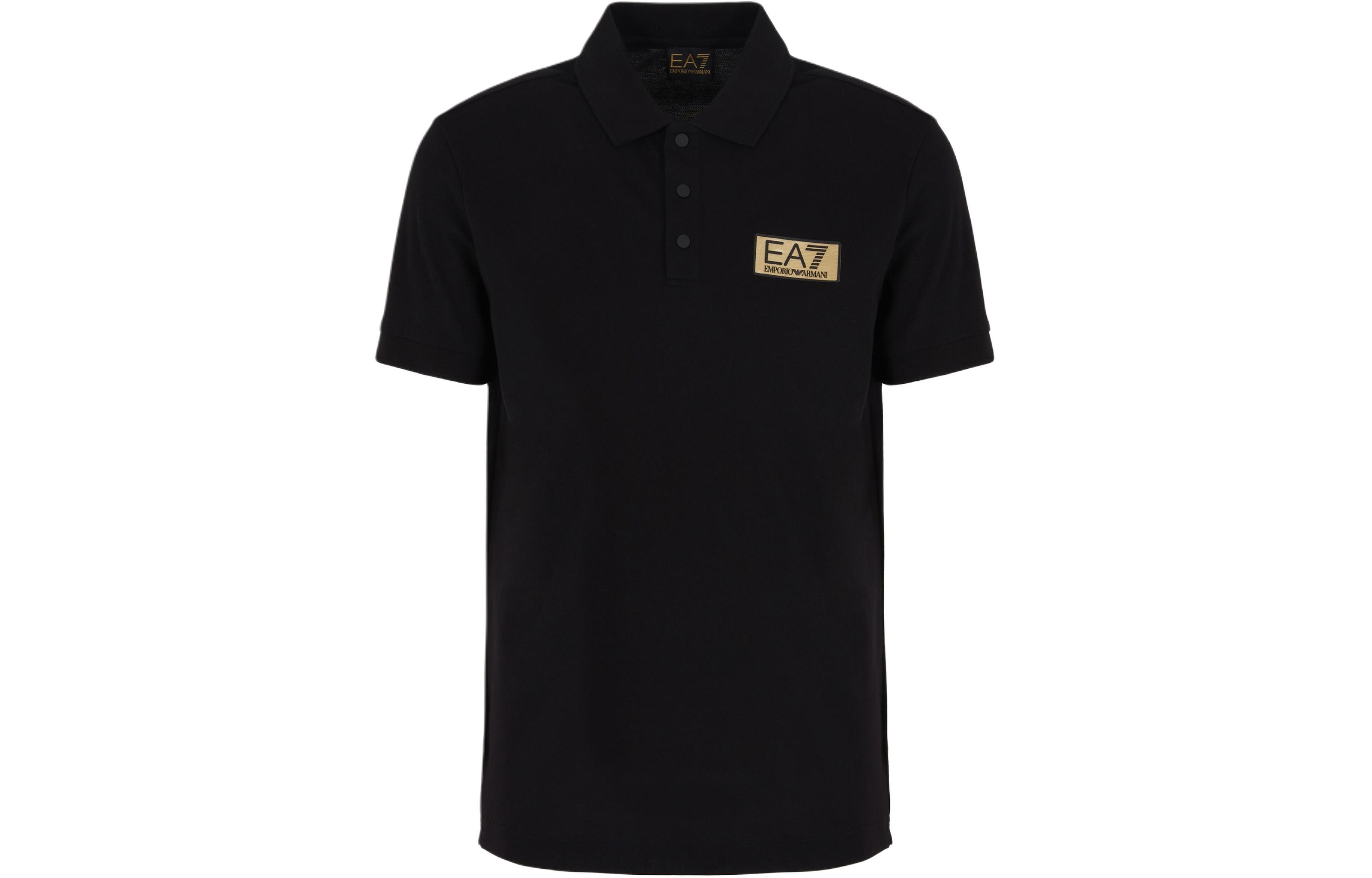 

Хлопковая поло с логотипом Ea7 EMPORIO ARMANI, черный