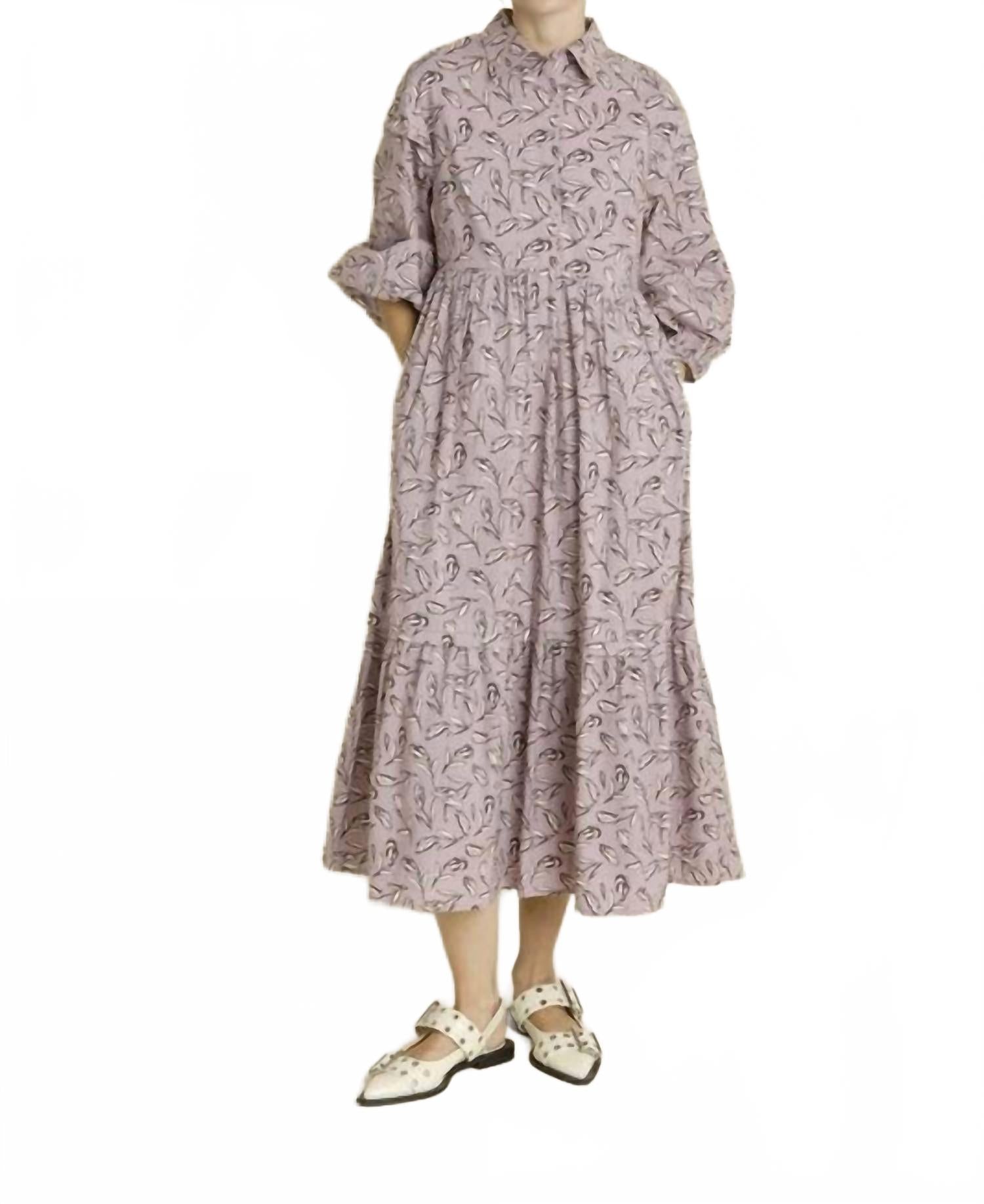 

Пресли плиссированное миди платье-рубашка в сиреневом Aureum