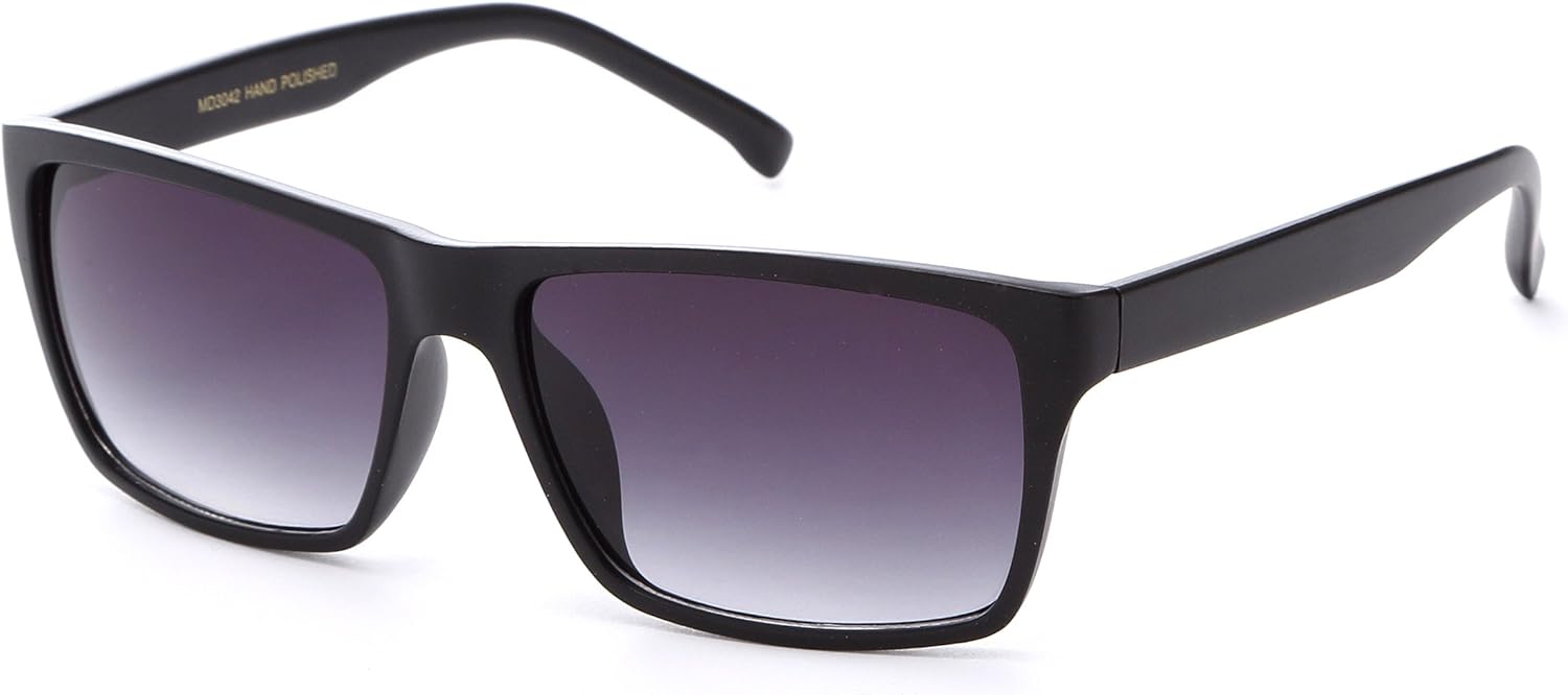 

Newbee Fashion - "Preview" Модные квадратные солнцезащитные очки с двухцветным дизайном дужек и защитой от УФ-излучения UV 400 Newbee Fashion Sunglasses, Matte Black L