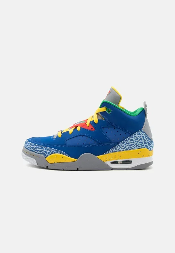 Кроссовки высокие Jordan Son of Mars, game royal/white/tour yellow/cement grey/classic green, игровой королевский/белый/тур желтый/цементно-серый/классический зеленый