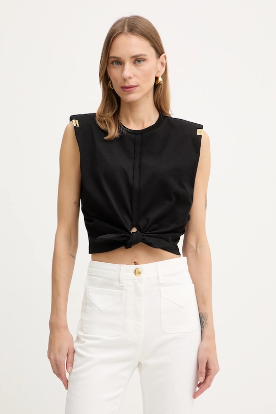 

Хлопковая блузка Elisabetta Franchi, черный