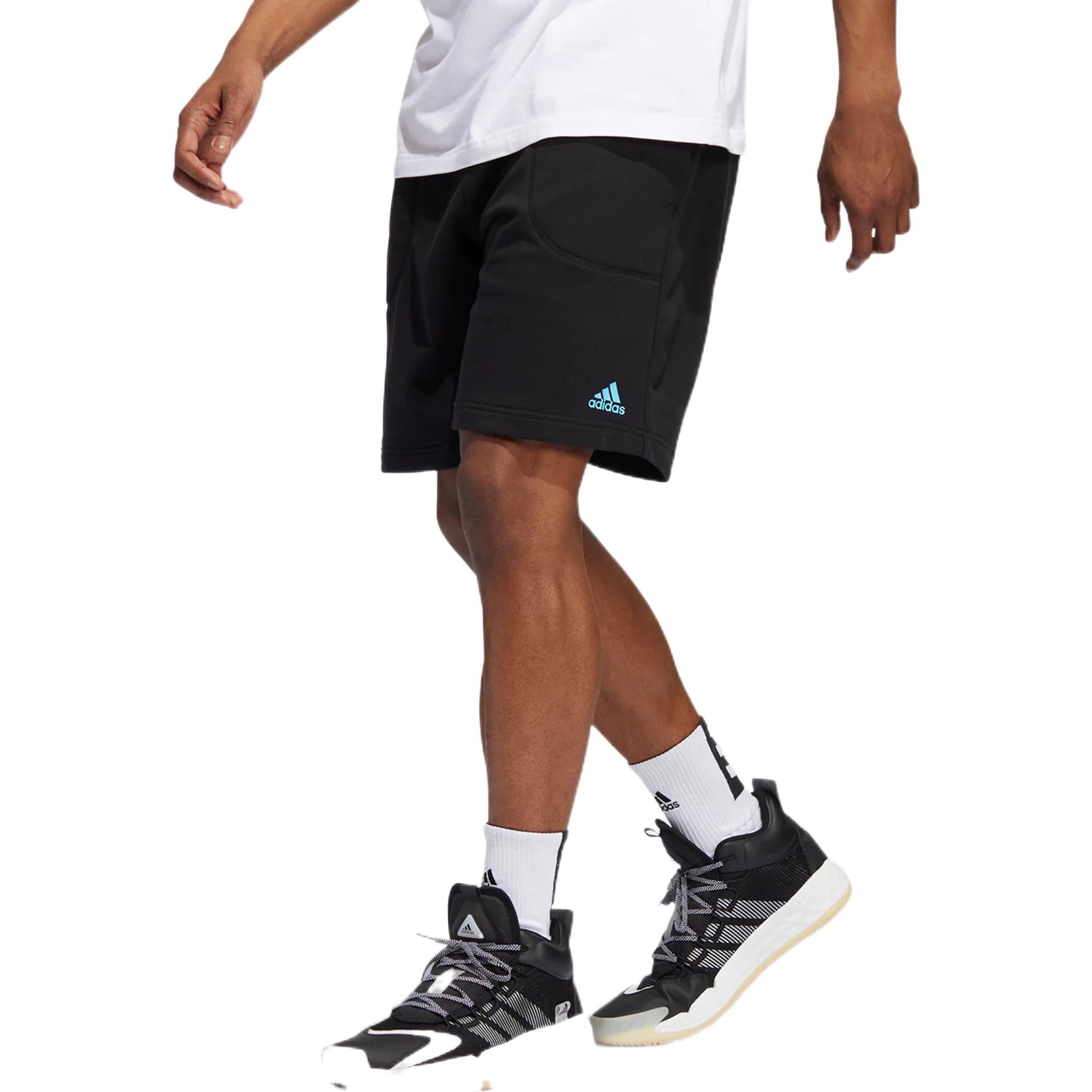 Шорты Men's adidas Don Dream Short Solid Color Logo Printing Drawstring Lacing Straight Shorts Black HG4420 — фото 4