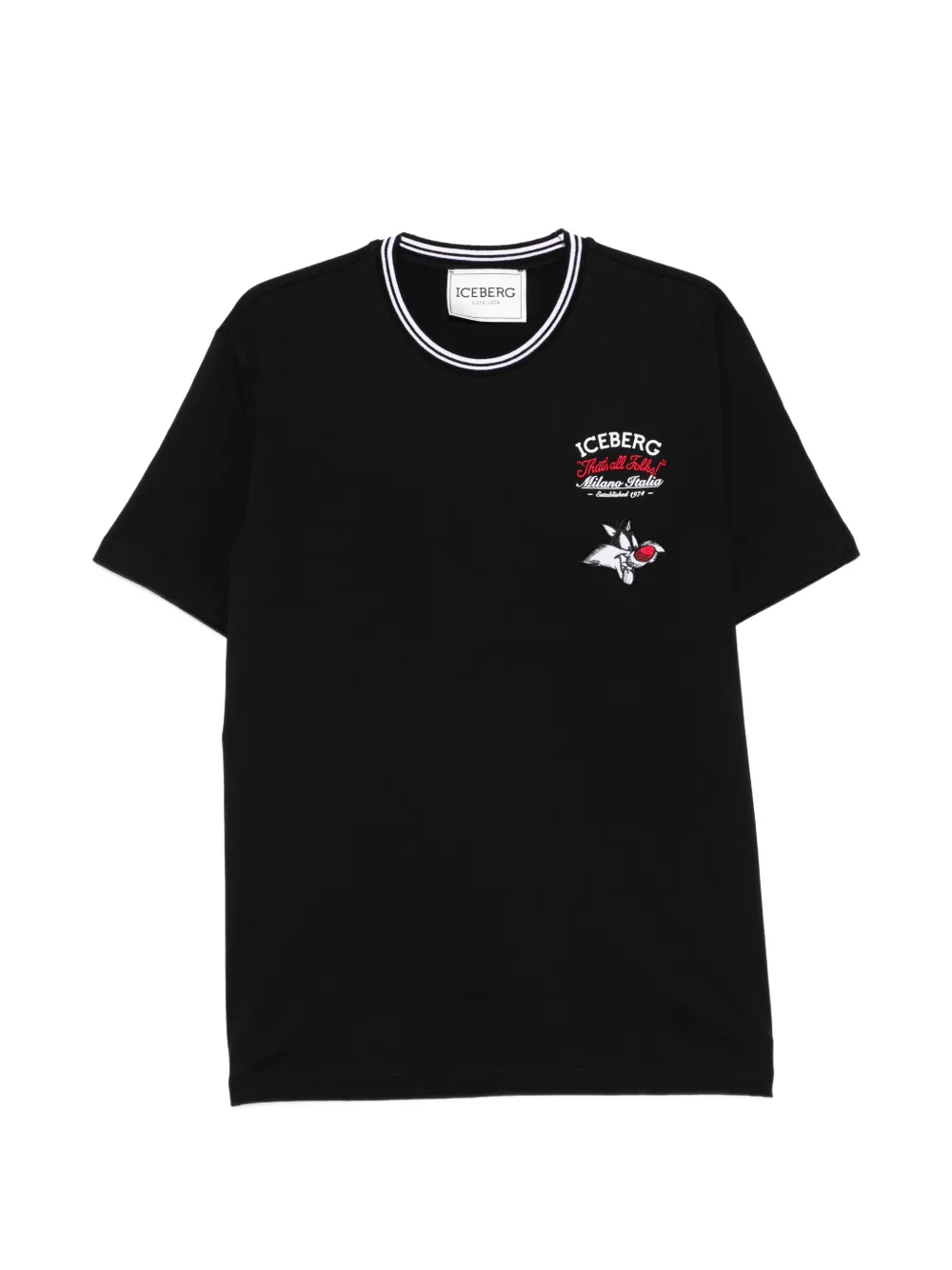 

Футболка с контрастной отделкой и графическим принтом Iceberg, черный