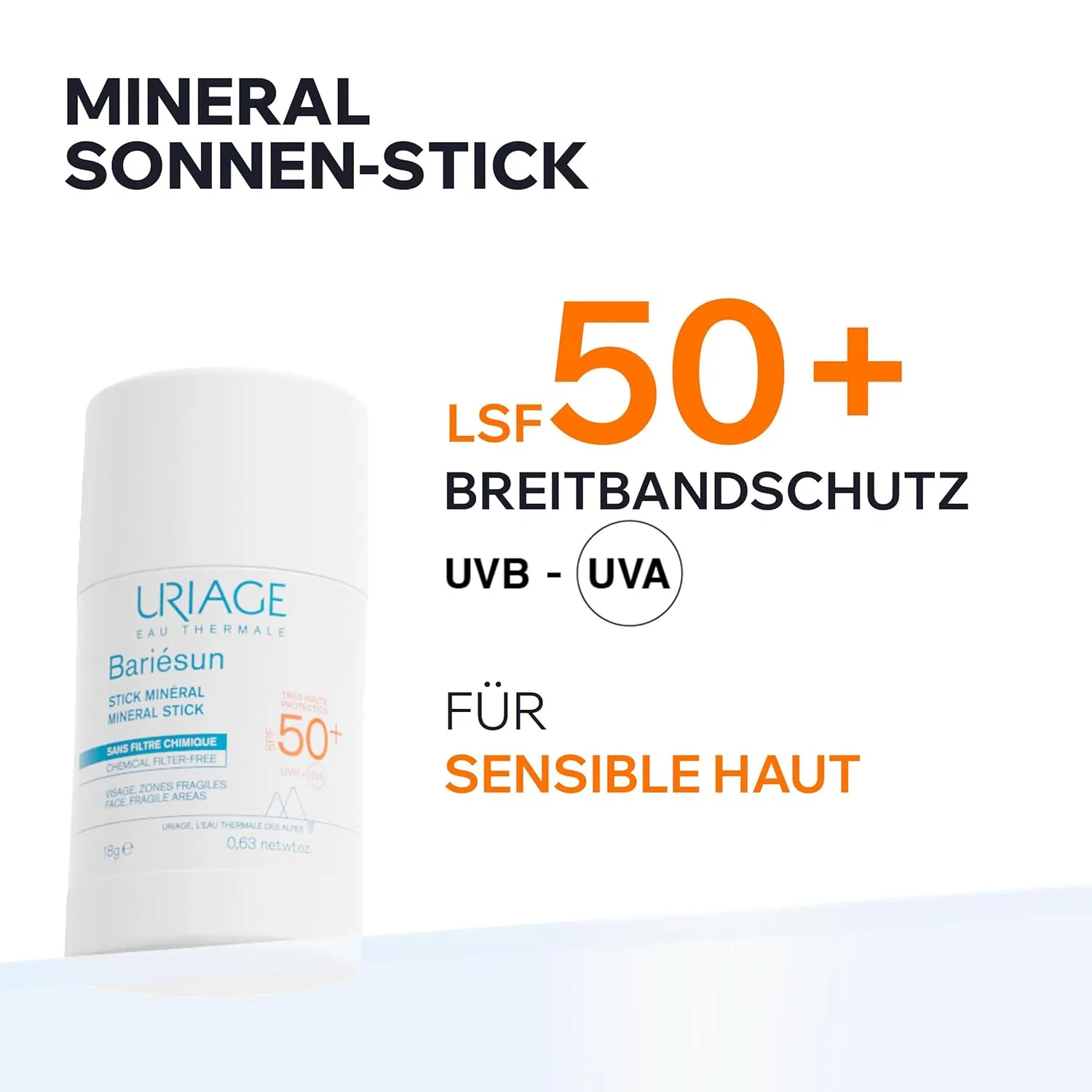 Минеральный стик Uriage Bariesun SPF50+ для очень высокой защиты от UVA/UVB и синего света, 18 г Uriage — фото 3