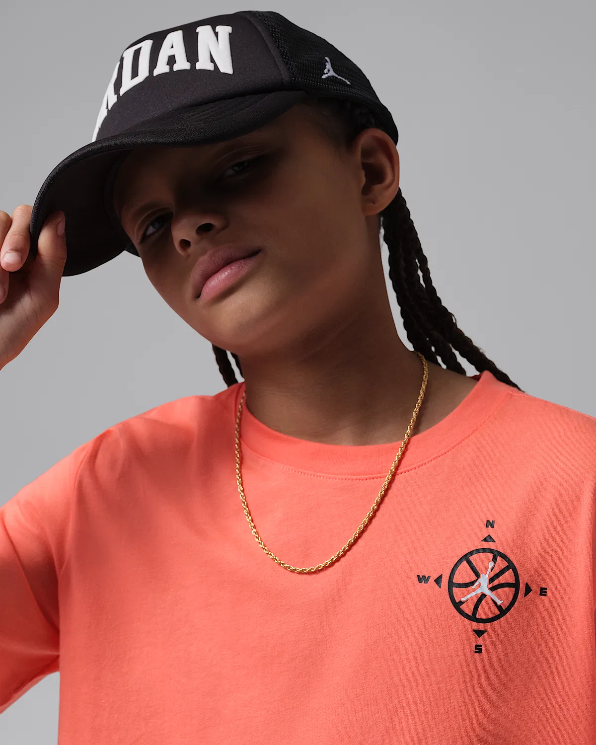 Детская футболка Jumpman Compass Jordan, Light Wild Mango — фото 3