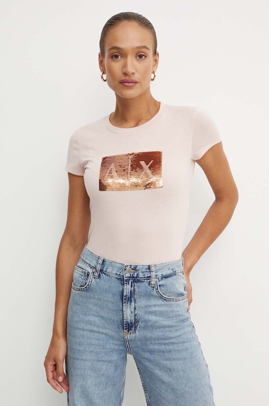 

Хлопковая футболка Armani Exchange, розовый