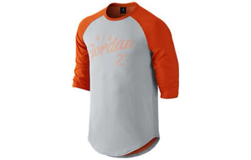 

Jordan Мужская футболка серо-оранжевого цвета с круглым вырезом, умеренно прямой крой