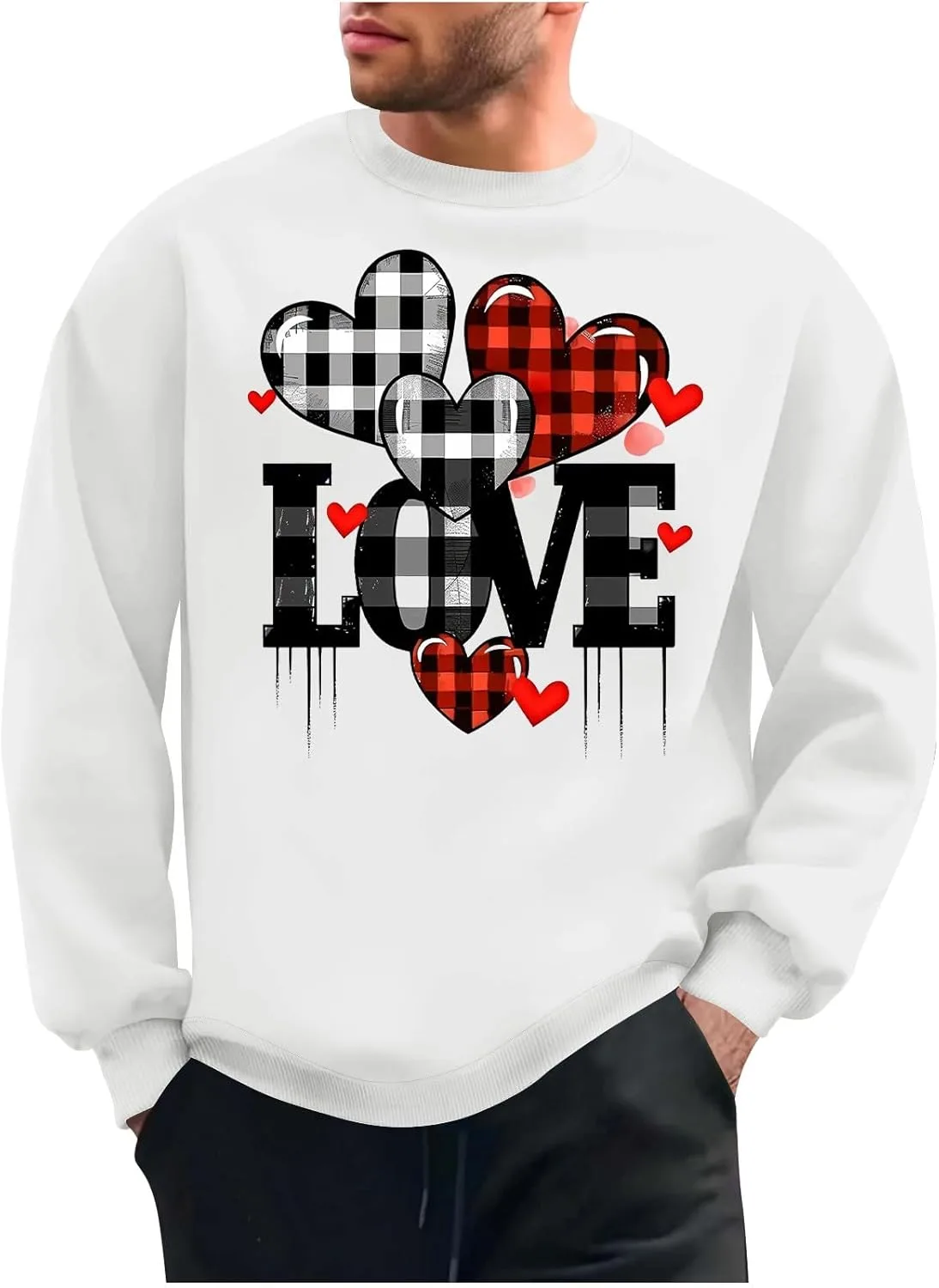 

Мужская модная рубашка 2025 с принтом в клетку и сердцем Smxrfitk