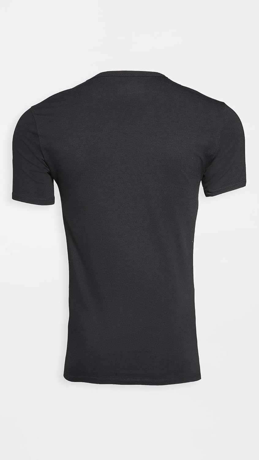 Комплект из 3 мужских нижних маек Calvin Klein из хлопка и эластичной ткани, 3 Black - Vneck — фото 3