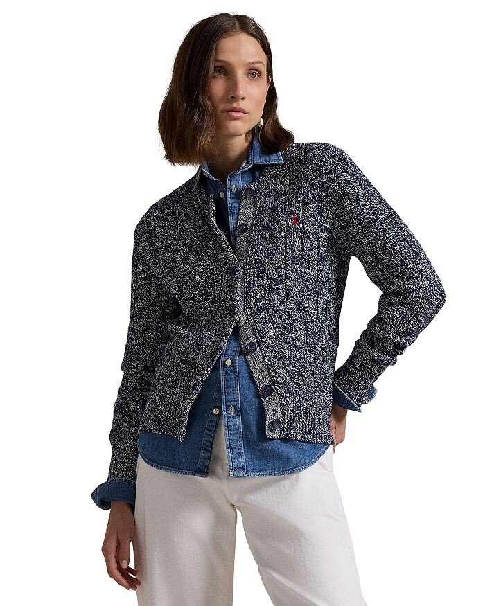 

Хлопковый кардиган фактурной вязки Lauren Ralph Lauren, мультиколор